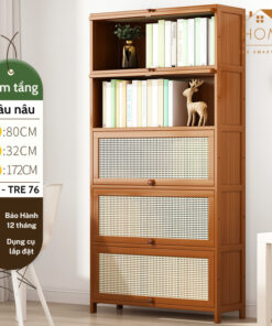 Kệ Sách Gỗ Sồi 5 Tầng