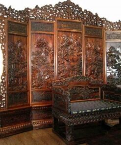 Vách Ngăn Gỗ Trắc Khắc Hoa
